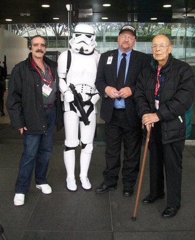 WonderCon 2010 - Robert K. Weeks with Storm Trooper, convention official and Kenn R Weeks