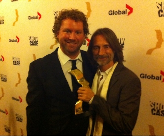 Patrick Gimore with Robert Carlyle Gemini Winner