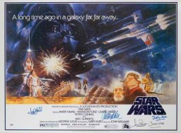 Star-Wars-IV 1 sheet-poster signed by 6 cast members