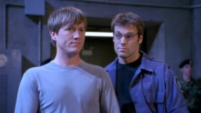 Corin Newec with Michael Shanks on Stargate SG-1