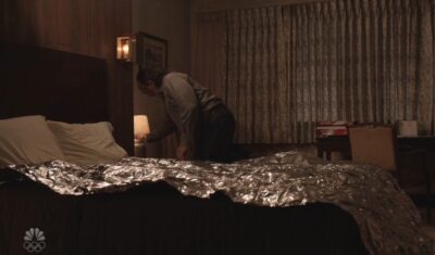 Debris S1x08 George makes an aluminum foil blanket