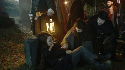 Van Helsing S5x03 Bathory cuts the symbol of evil from Jack's glowing arm