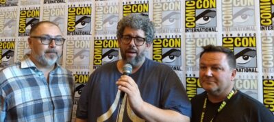 SDCC 2017 Van Helsing Press Room Chad Oakes, Neil LaBute and Mike Frislev