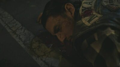 Mayans MC S4x05 Coco face down in a pool of blood