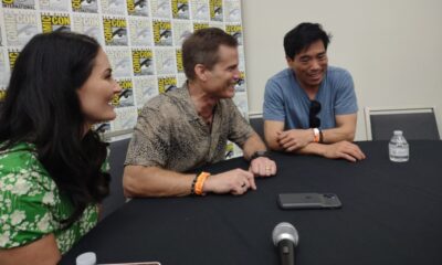 2022-07-21 Peter Shinkoda Jennifer Wenger and Casper Van Dien in the Salvage Marines Press Room