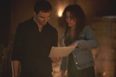 La Brea S2x11 Lucas and Veronica study the time travel notes