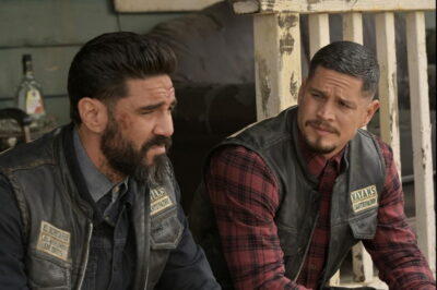 Mayans MC Clayton Cardenas as Angel & JD Pardo as Ez at the club house