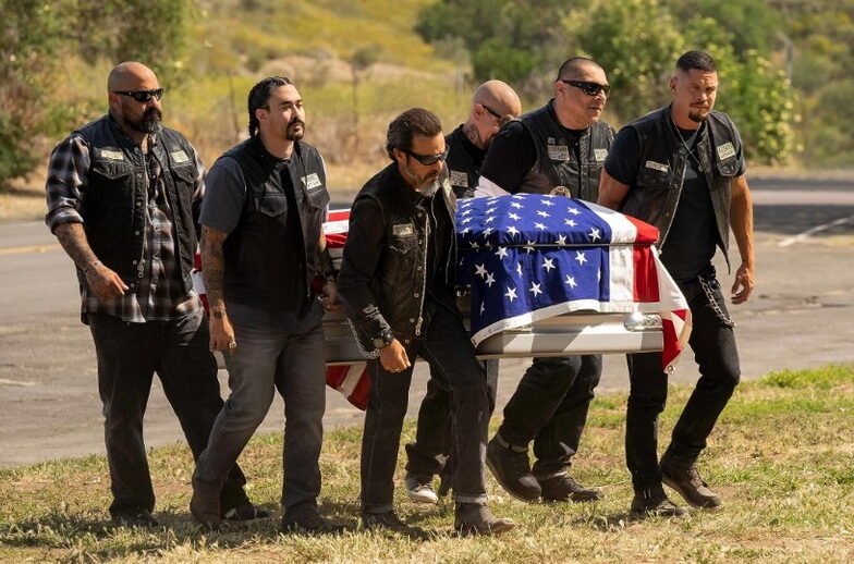 Mayans MC S5 Creepers funeral Vincent Vargas, JD Pardo, Michael Irby, Gino Vento, Frankie Loyal