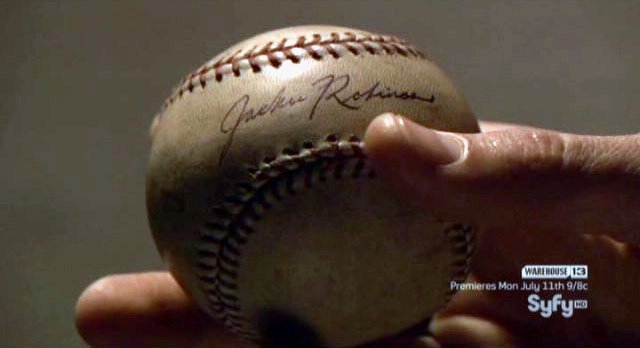 Eureka S4x09 - Wormhole Jackie Robinson baseball from the past