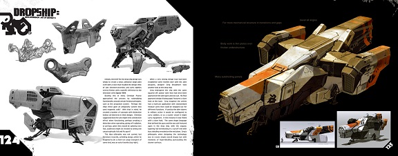 Designs and artwork for the alien 'dropship'